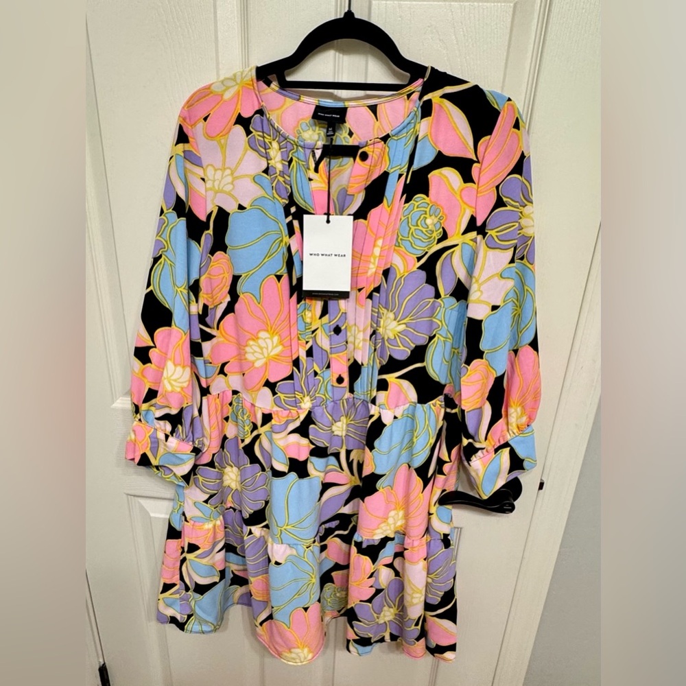 Who What Wear Colorful Floral Dress Medium NWT